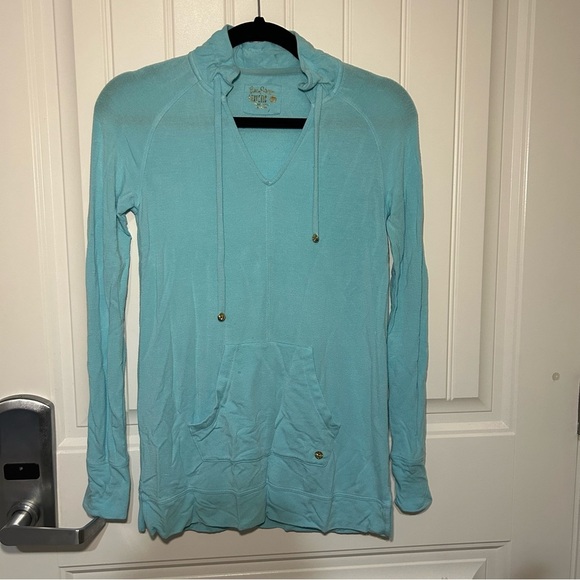 Lilly Pulitzer Luxletic Blue Ibiza Cassi Popover Sweater Size XXS - Picture 1 of 10